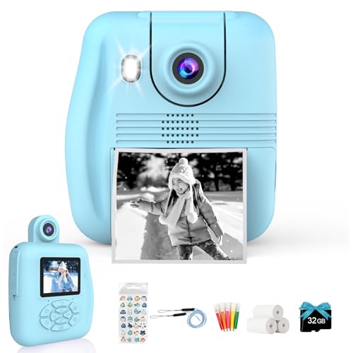 GOPIUPIU Kids Camera Instant Print - Instant Print Camera for Kids, Inkless Camera Instant Print, Kids Toddler Digital Video Cameras Kids Toys Christmas Birthday Gifts for Girls Boys