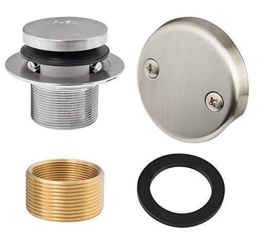 Artiwell Tip-Toe Tub Trim Set with Two-Hole Overflow Faceplate, Replacement Bath Drain Trim Kit with 2-Hole Overflow Faceplate and Universal Fine/Coarse Thread (Brushed Nickel)