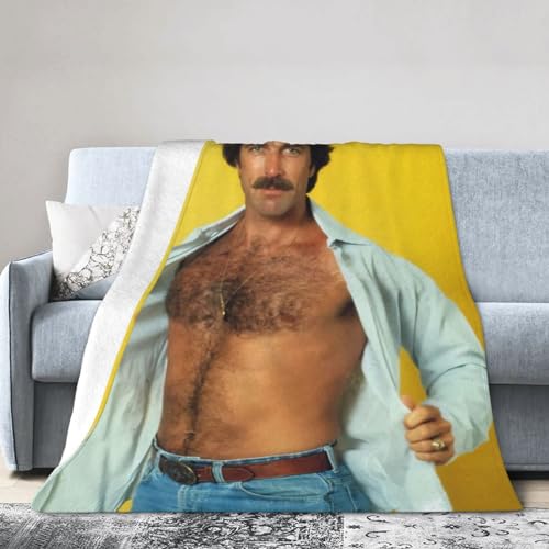 Tom Selleck Blanket Soft Flannel Fleece Throw Blanket Pattern Warm Plush Blankets 60'x50'
