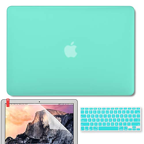GMYLE MacBook Air 13 Inch Case A1466 A1369 Old Version 2010 2017, Screen Protector, Keyboard Cover 3 in 1 Set (Teal Mint)