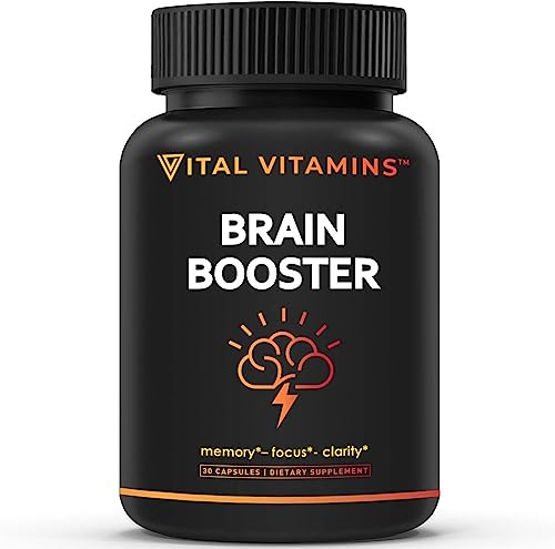 Vital Vitamins Brain Supplements for Memory and Focus - Nootropic Brain Support - Memory, Clarity, Focus, Energy - Vitamin B12, Gingko Biloba, DMAE