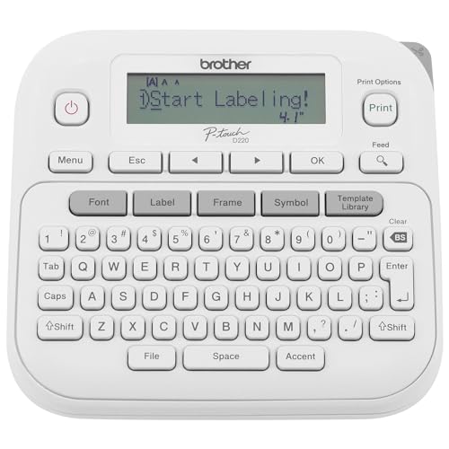 Brother P-touch Label Maker, PTD220, Thermal, Inkless Printer for Home & Office Organization, Portable & Lightweight, QWERTY Keyboard, One-Touch Keys & 25 Pre-set Label Templates Label Memory