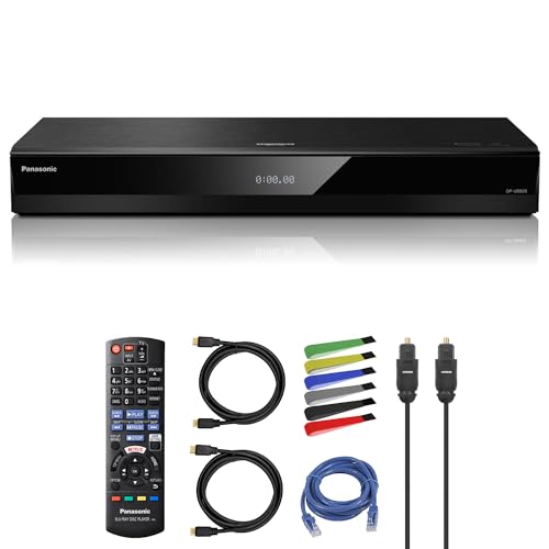 Panasonic DP-UB820-K HDR10+, 4K UHD, Dolby Vision, Network Streaming Blu-ray Player (DP-UB820-K) + Network Cable + Optical Audio Cable + 2 x HDMI Cable + Cable Ties