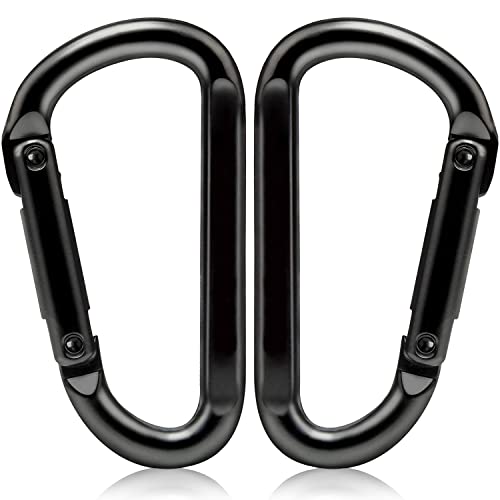Caribeaner Carabiner Clip, 860lbs, 3' Iron Heavy Duty Carabiner, D Shape Hook - Hammocks, Camping, Hiking Accessories, Keychains, Caribiniers for Dog Leash, Yoga Swing, Gym etc, Black