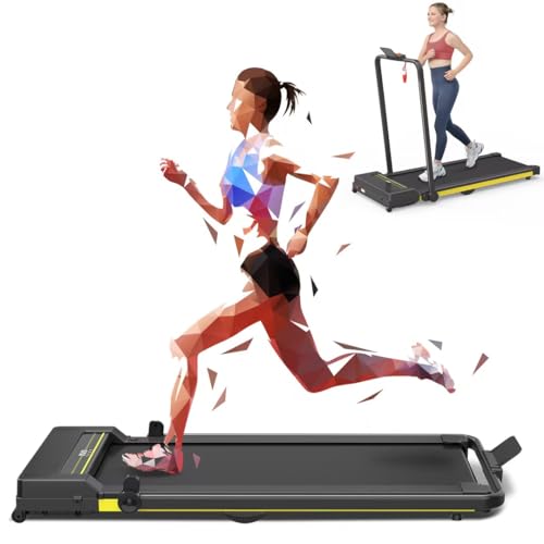 Merax Treadmill, 2 in 1 Folding Under Desk Treadmill, Portable Walking Pad with Remote Control, 2.5HP Electric Treadmill 265lbs Weight Capacity Installation-Free Walking Jogging Machine for Home