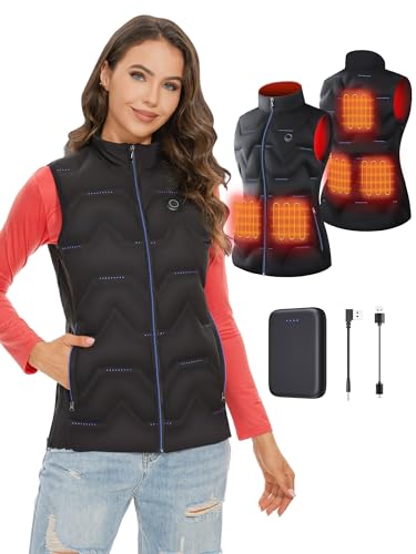 Vofuoti Heated Vest Women, Heated Down Vest with Battery Pack and 3 Heating Levels, Heating Vest Clothes for Outdoor