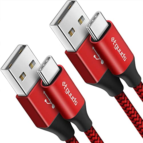 etguuds 2-Pack 3.3ft USB C Cable 3A Fast Charge, USB A to Type C Charger Cord Braided for Samsung Galaxy A10e A15 A25 A54 A51 A50, S24 S23 S22 S21 S20 S10 S10E S9, Note 20 10 9, Moto G G9 G8