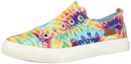 Blowfish Malibu Womens Play Fashion Sneakers, Rainbow Tie-dye Canvas, 8.5 US