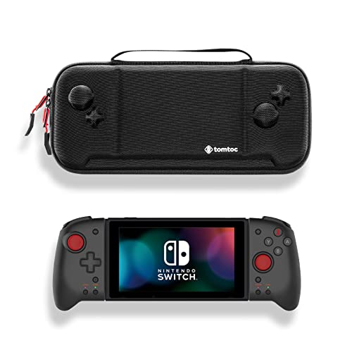 tomtoc Carrying Case for Hori Nintendo Switch Split Pad Pro Controller, Hard Shell Protective Travel Bag with 30 Game Cartridges, Switch Binbok Joy Pad Controllers case, Shockproof, Lightweight