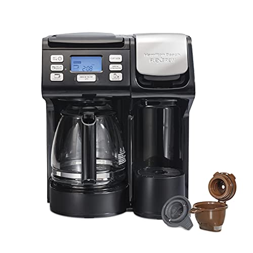 Hamilton Beach FlexBrew Trio 2-Way Coffee Maker, Compatible with K-Cup Pods or Grounds, Combo, Single Serve & Full 12c Pot, Black - Fast Brewing (49902)