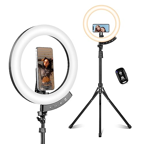 Sensyne 12' Ring Light with 62' Tripod Stand, LED Selfie Circle Light with Strong Magnectic Phone Holder Compatible with Cellphones for Live Stream/Recording/Photography/YouTube/TikTok