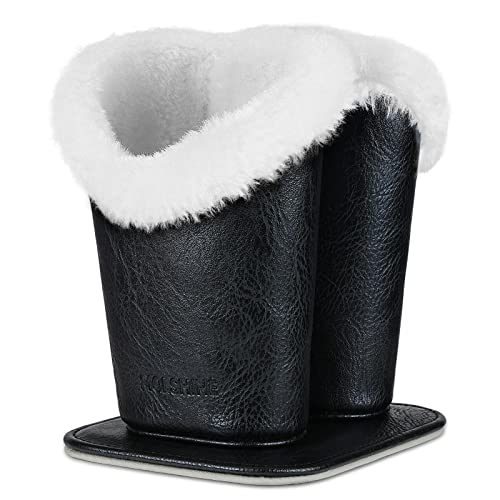 molshine Soft Plush Lining Double Upright Eyeglasses Holder with Magnetic Base Spectacles Stand Glasses Case on Nightstand-(Classic Black)