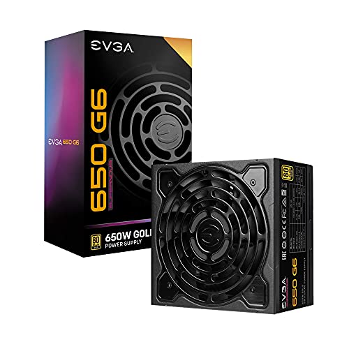 EVGA 650 G6, 80 Plus Gold 650W, Fully Modular, Eco Mode with FDB Fan, 100% Japanese Capacitors, 10 Year Warranty, Includes Power ON Self Tester, Compact 140mm Size, Power Supply 220-G6-0650-X1