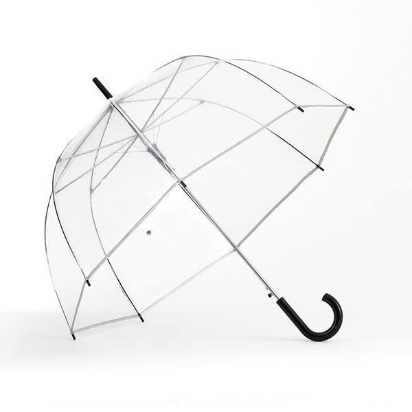 ShedRain Clear Bubble Umbrella – See Through, Rain & Windproof Umbrella - Perfect for Weddings, Prom, Graduation and Outdoor Events - Automatic Open, Black Crook Handle, Clear Dome with a 52” Arc (Clear with Silver Trim and Black Handle)