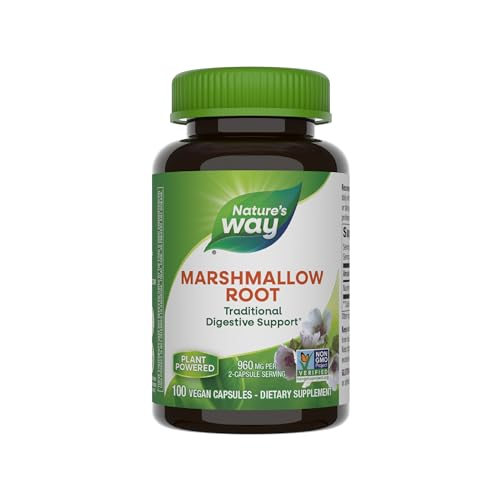 Nature's Way Marshmallow Root, Traditionally Used to Soothe Digestion*, Non-GMO Project Verified, Vegan, 100 Capsules