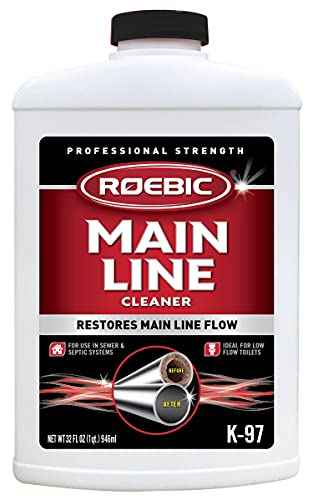 Roebic K-97 Main Line Cleaner: Exclusive Bacteria Digests Paper, Fats, and Grease in Sewer and Septic Systems - 32 Ounces, Liquid
