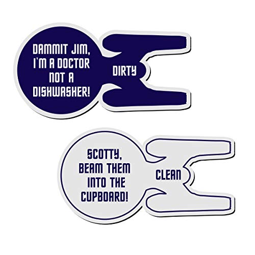 Clean Dirty Magnet for Dishwasher – Trekkie Enterprise, A Strong Heavy Duty Magnetic Dishwasher Sign to Identify if Your Dishes are Clean or Dirty. Double Sided Magnetic Sign Clean or Dirty