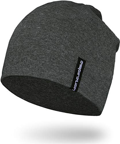 EMPIRELION 9' Multifunctional Lightweight Beanies Hats, Running Skull Cap Helmet Liner Sleep Caps for Men Women (Dark Grey Mel., 1)