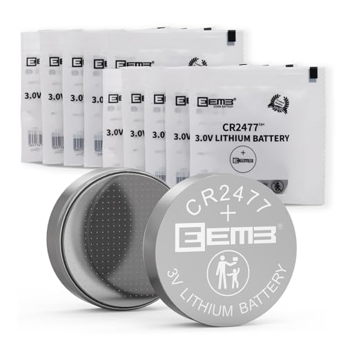 EEMB 10 Pack CR2477 Battery 3V Lithium Battery Button Coin Cell Batteries 2477 Battery DL2477, ECR2477 for Electronic Candle, Light, Remote Control, Key Fob, Alarm, Contact Sensor, Smart Devices