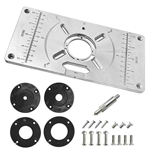 QYQRQF Router Plate, Aluminum Router Table Plate for Woodworking Router Table Insert Plate for Trim Routers Wood Trimming Milling Tools with Accessories (Black）
