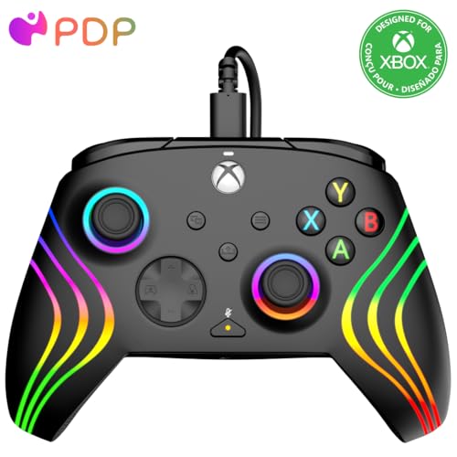 PDP Gaming Afterglow Wave Enhanced Wired Controller for Xbox Series X|S, Xbox One and Windows 10/11 PC, advanced gamepad video game controller, Officially Licensed by Microsoft for Xbox, Black