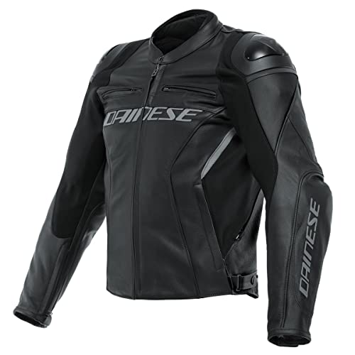 Dainese Racing 4 Mens Leather Motorcycle Jacket Black 56 EUR Short