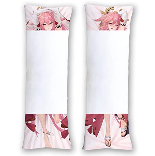 Yae Miko Body Pillow (Special Ver.) Cover Case Hugging Soft Genshin Impact Double-Sided Printed Waifu Girl Dakimakura 59' x 20' Uncensored