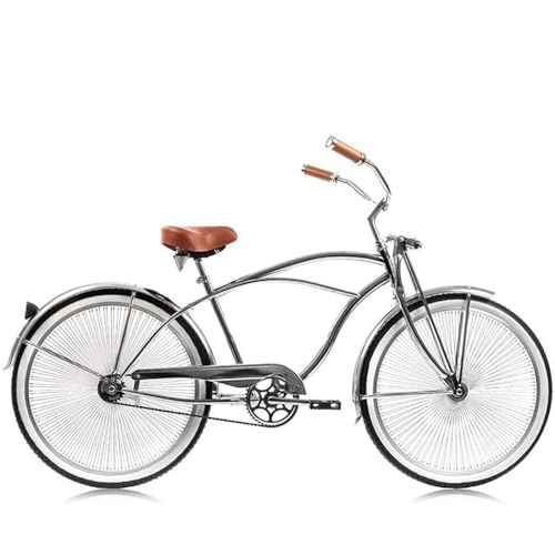 MICARGI Cougar GTS 26-in Retro Beach Cruiser for Adults, Stretch Cruiser Bike, Single Speed,High Rise Handlebar-Chrome