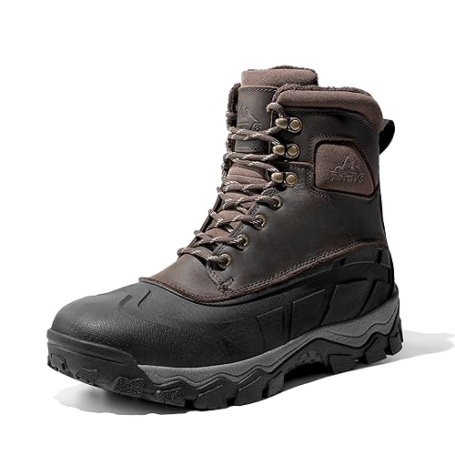 NORTIV 8 Mens Winter Boots Insulated Waterproof Snow Hiking Boots SNSB235M DARK BROWN Size 10.5