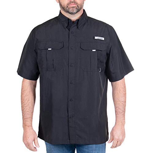 HABIT Men’s Fourche Mountain Short Sleeve River Guide Fishing Shirt, Black, 3X-Large