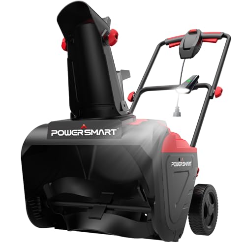 PowerSmart 21 Inch Electric Snow Blower - 120V 15 Amp, 2100 RPM, LED Light for Yard, Road (DB5021LED)