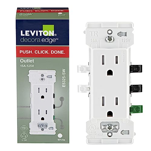 Leviton E5325-SW Decora Edge 15 Amp Tamper-Resistant Duplex Outlet, White