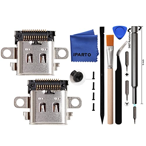 iParto 2 Pack Replacement Type C Port for Nintendo Switch USB C Charging Port Charger Socket Connector Replacement Repair Kit for NS Switch Power Charging Charger DC Jack Socket with Tools