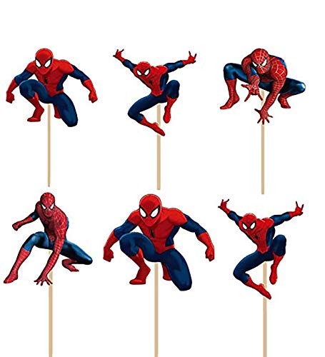 Ziyziiy 24PCS Spiderman Cupcake Toppers Spiderman Cake Toppers Spiderman. Happy Birthday Party Supplies Pet Cake Decorations for Spiderman Fans, Kids Birthday Party