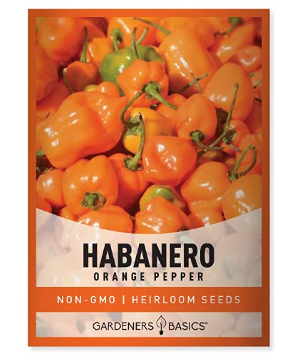 Gardeners Basics, Orange Habanero Pepper Seeds for Planting Heirloom Non-GMO Hot Habanero Peppers Plant Seeds for Home Garden Vegetables Makes a Great Gift for Gardeners
