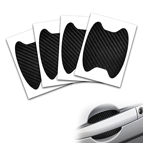 Msyuusr 4 PCS Car Door Handle Sticker, Carbon Fiber Anti-Scratches Car Door Cup Protector, Universal Auto Door Handle Protective Film for Most Car Handles (Black)