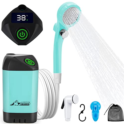 WADEO Portable Shower Camping Shower Outdoor Camp Shower Pump, Electric Rechargeable Portable Camping Shower, Powered by Rechargeable Battery for Camping, Hiking, Traveling