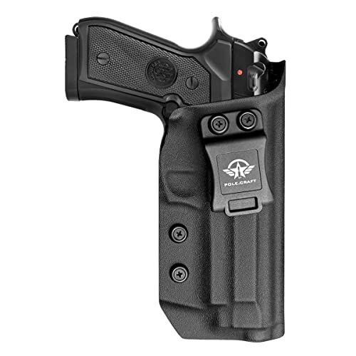 POLE.CRAFT Beretta 92FS 92A1 96A1 Holster IWB Kydex Holster for Beretta 92 A1 / 96 A1 / 92 FS Pistol Case - Inside Waistband Concealed Carry - Beretta 92A1 96A1 92FS Accessories (Black, Right Hand)