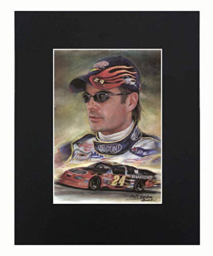XQArtStudio Jeff Gordon Portrait Nascar Racing Star legend Sports Art Print Printed Picture Decor Wall Art Display with Matted 8x10