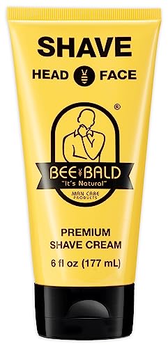 BEE BALD SHAVE Premium Shave Cream Goes On Light & Slick For A Shave That's Incredibly Smooth & Quick For Both Face And Head, 6 Fl Oz