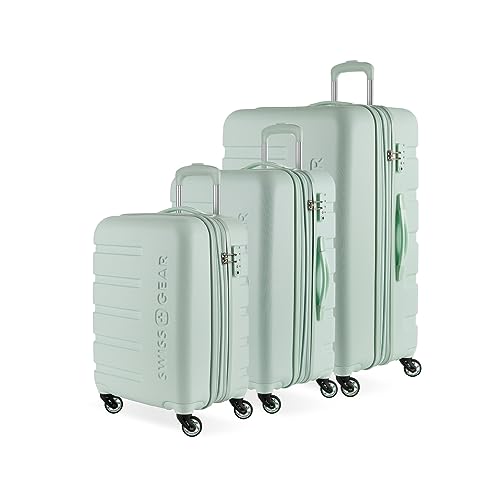 SwissGear 7366 Hardside Expandable Luggage with Spinner Wheels, Clearly Aqua, 3-Piece Set (19/23/27)
