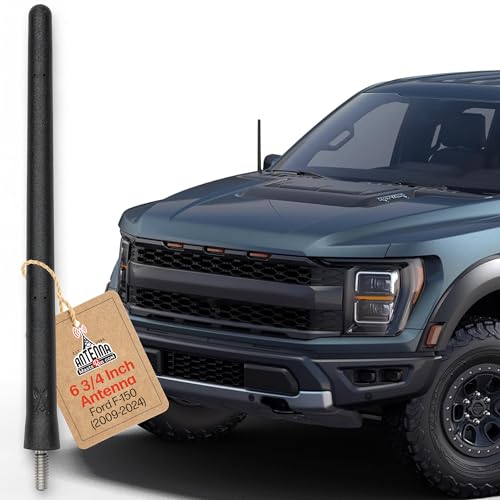 AntennaMastsRus Short Rubber 6 3/4' Antenna fits Ford F-150 (2009-2024) - USA Stainless Steel Threading, Car Wash Proof, Easy Installation, Enhanced Radio Reception with Internal Copper Coil