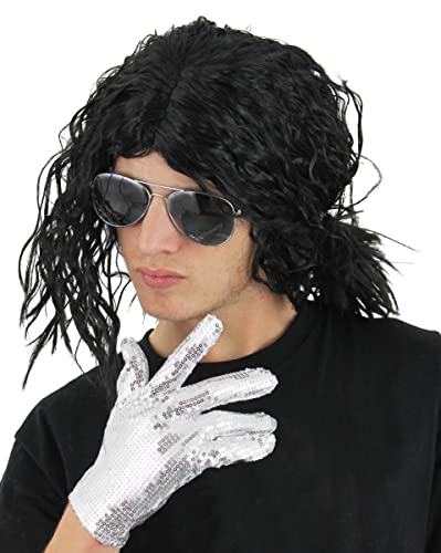 Adults Jacko Relaxed Afro Wet Look Wig Fancy Dress Accessory - Perm Style Pop King