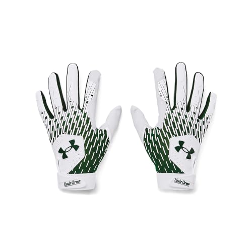 Under Armour Mens Clean Up Baseball Gloves , (101) White / Forest Green / Forest Green , Medium