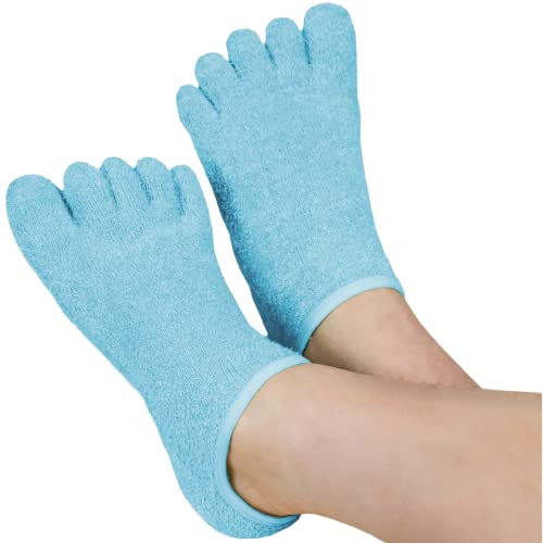 LE EMILIE Moisturizing Gel Heel Socks | Perfect for Healing Dry Cracked Heels and Feet | Infused with Aromatherapy Blend of Lavender and Jojoba Oil | 1 Pair, Blue