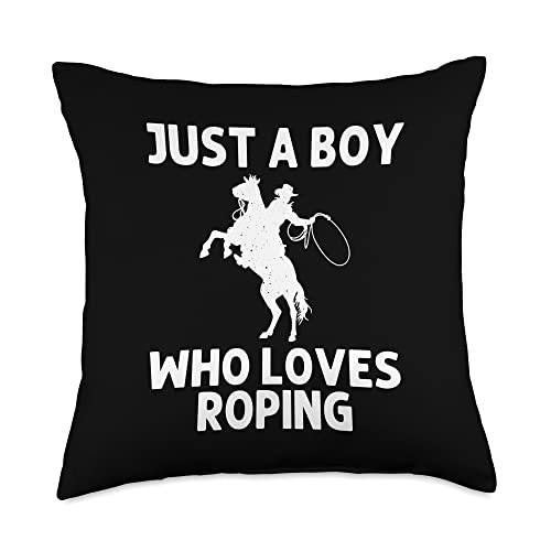 Cool Rodeo Gifts Team Roping Accessories & Stuff Cute Roping for Boys Kids Bull Rider Team Roper Cowboy Rodeo Throw Pillow, 18x18, Multicolor