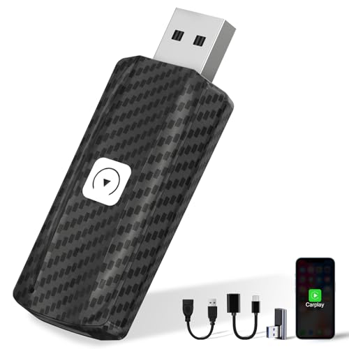 Wireless CarPlay Adapter for Apple iPhone iOS 12+ MSXTLLY U2C-AIR Small Car Play Dongle for OEM Wired CarPlay Car Model 2017+ USB C to A, USB A Extension Cable, 90 Degree USB Adapter, 3 Adapters