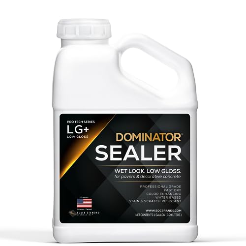 1 Gal. DOMINATOR LG+ Clear Acrylic Sealer | Low Gloss Paver Sealer | Wet Look, Color Enhancing | Professional Grade | Concrete Pavers and Decorative Concrete | Fast Dry | Driveway, Patio and Walkways