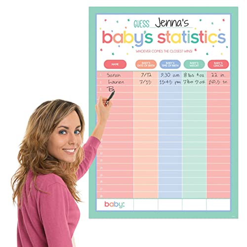 Precious Multicolor Baby Shower Statistics Paper Chart - 27.5' x 39.9' (1 Pc.) - Perfect for Celebrating the Little One's Arrival