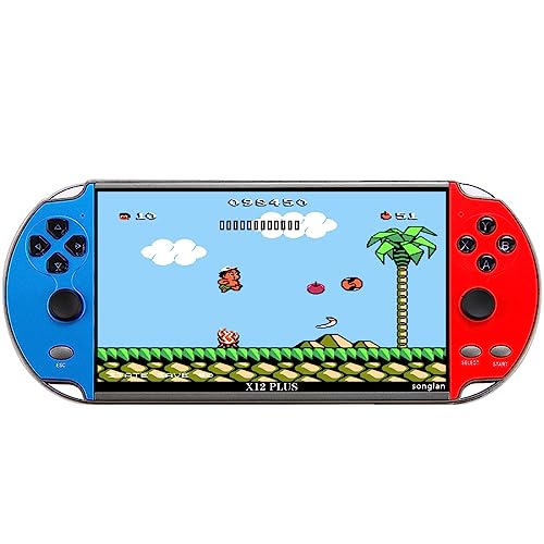 FAITDER-X12 Plus 7-inch HD Screen Handheld Portable MP5, 10000+ Free Games，Dual Joystick Nostalgic Arcade Video Game Machine 16GB ROM, Support GBC/GBA/NES/MD/SMC/SFC Games Children's Gifts